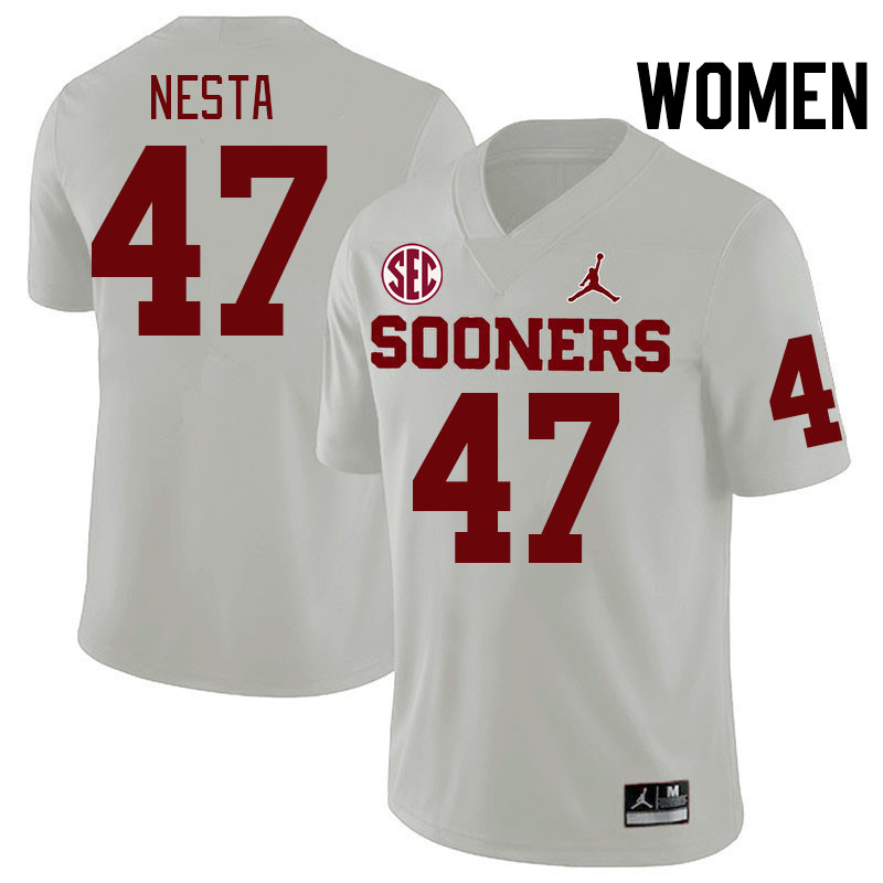 Women #47 James Nesta Oklahoma Sooners 2024 SEC Conference College Football Jerseys-White
